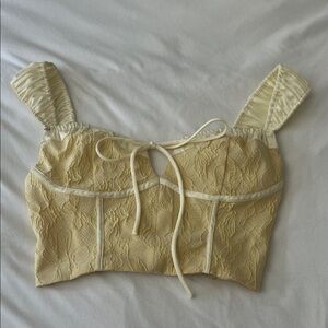 12th Tribe Yellow Lace Corset Crop Top w